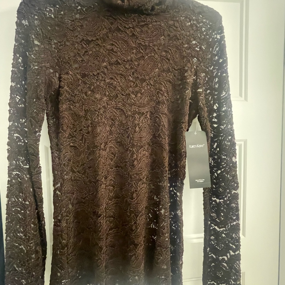 Brown Lace Long Sleeve Top